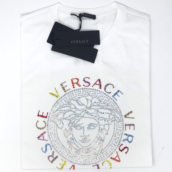 Brand New Versace Studded Medusa Logo T-Shirt - Picture 4 of 8